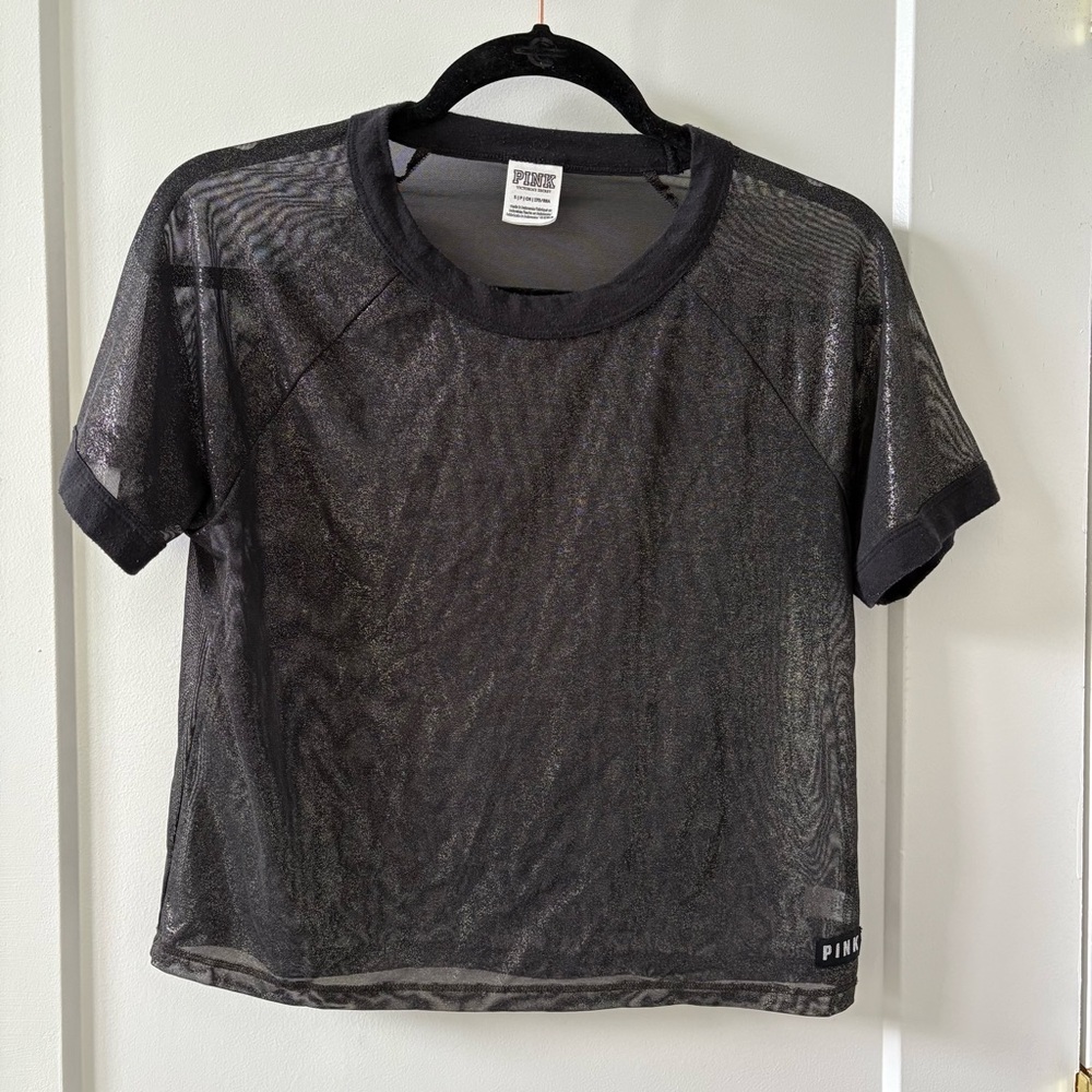 PINK Black Sheer Mesh T-Shirt